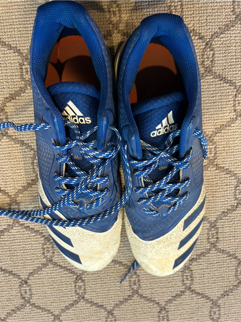 adidas Mens Royal Blue and White Baseball Cleats